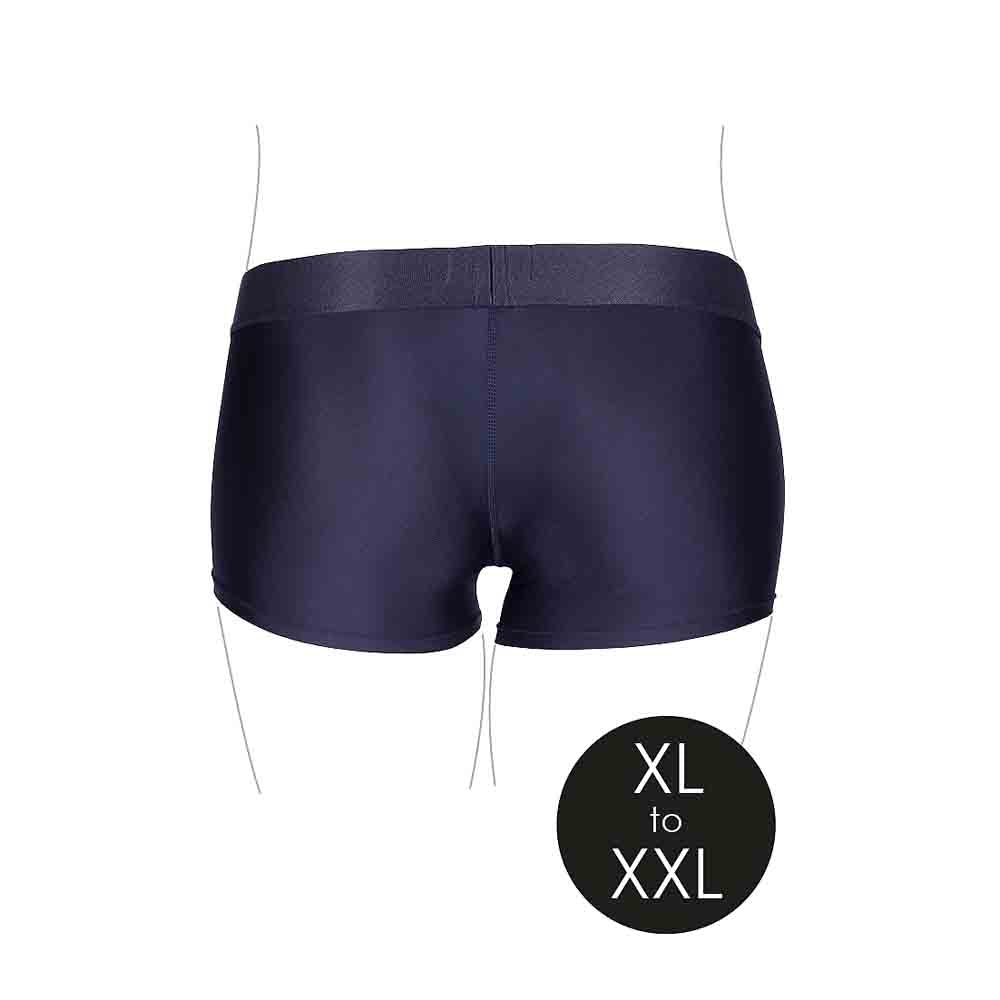 Dark navy boxer briefs with an elastic waistband, size XL to XXL.