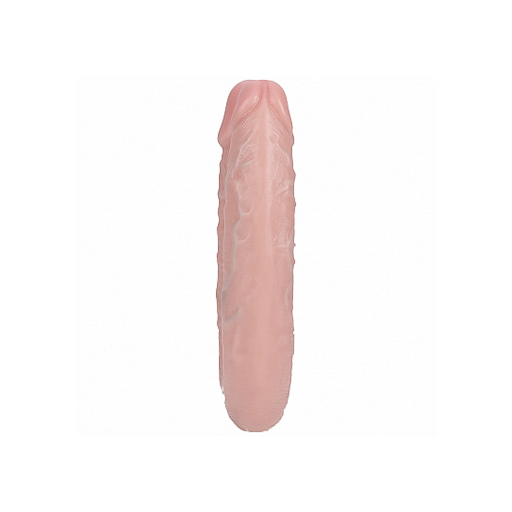 Realistic U-shape double dildo with veined texture.
