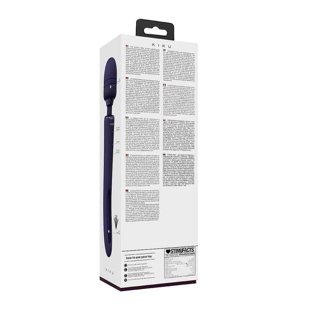 Kiku Double Wand and Flapping G-Spot Vibrator packaging with product image and text.