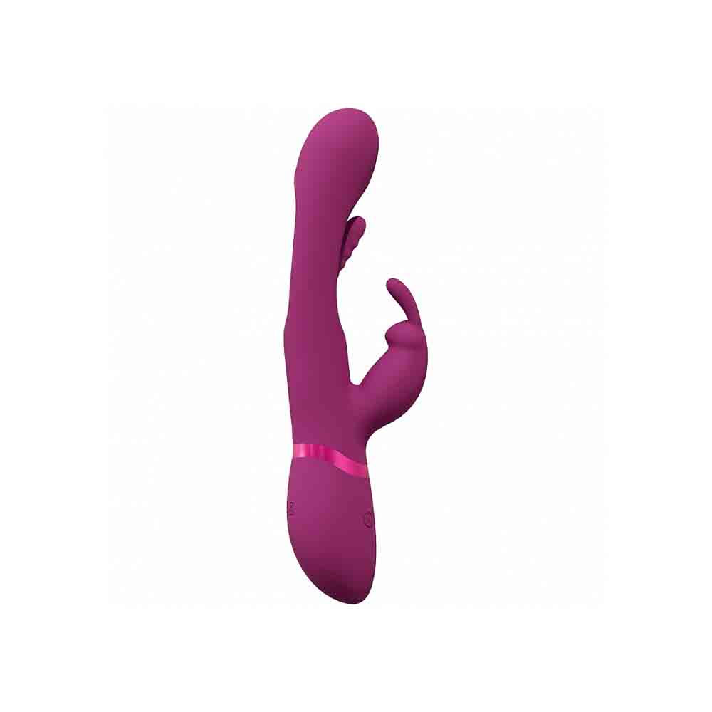 A purple rabbit-shaped vibrator with a pink ribbon accent.