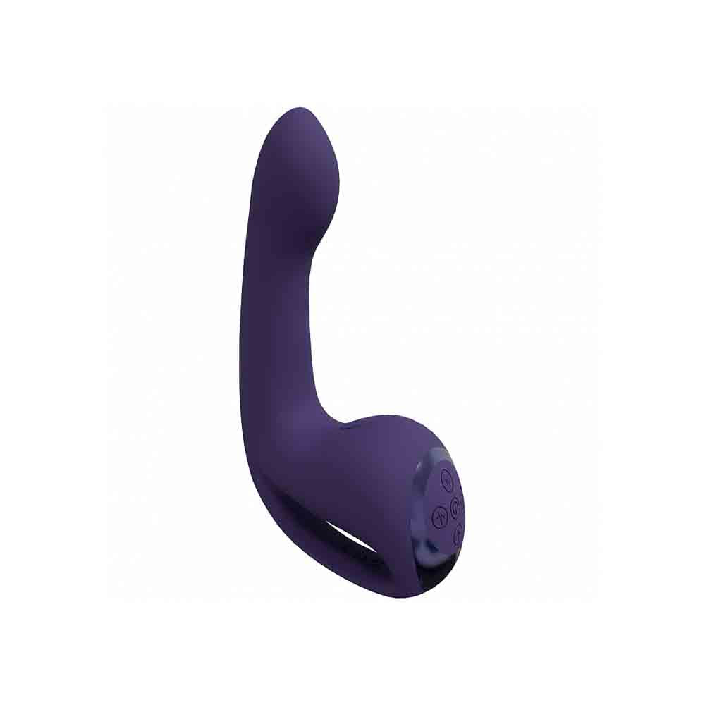 A purple G-spot vibrator with control buttons on the base.