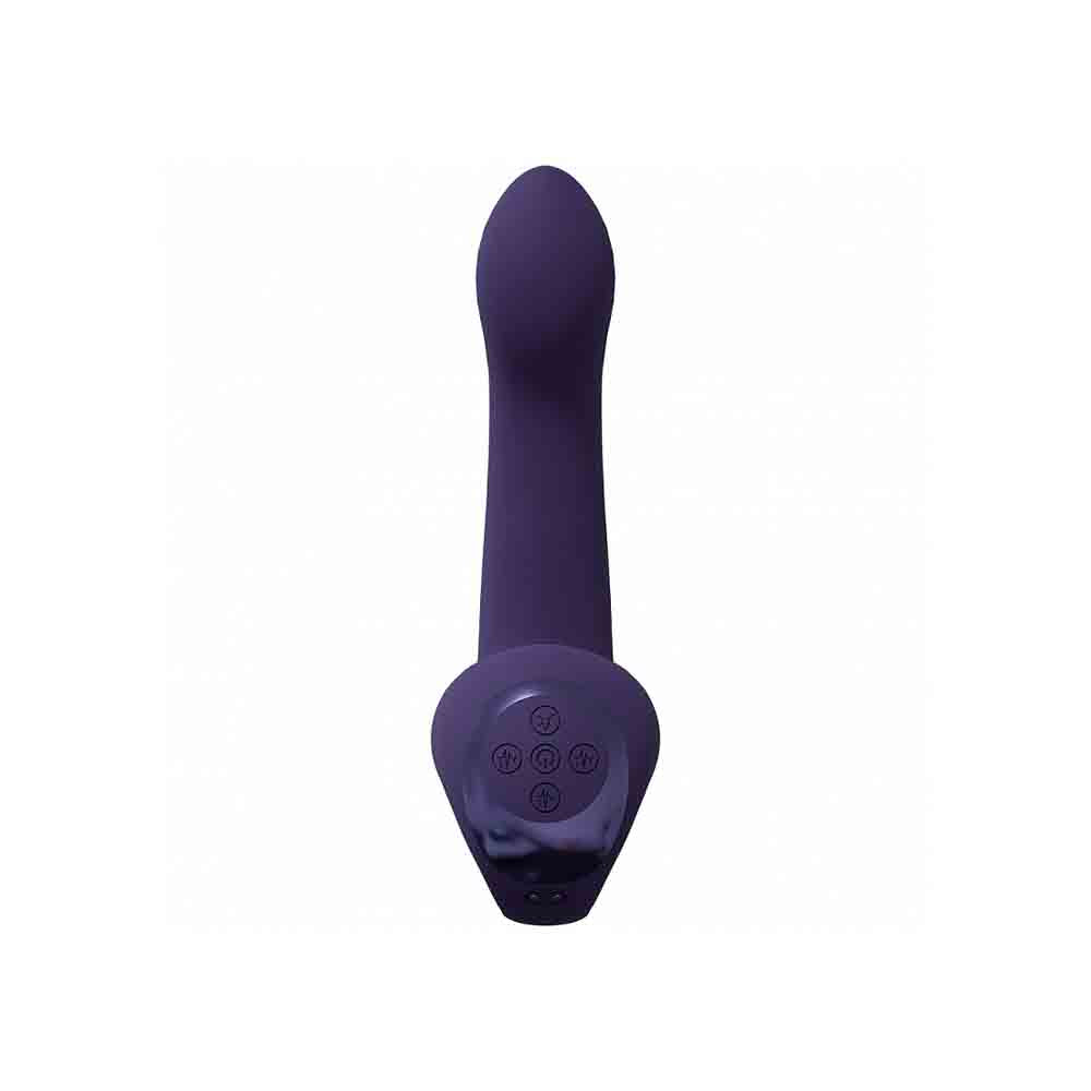 A purple G-spot vibrator with four control buttons on the base.