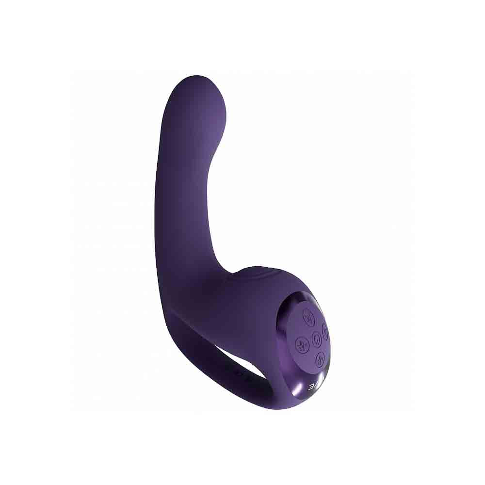 A purple G-spot vibrator with multiple buttons.