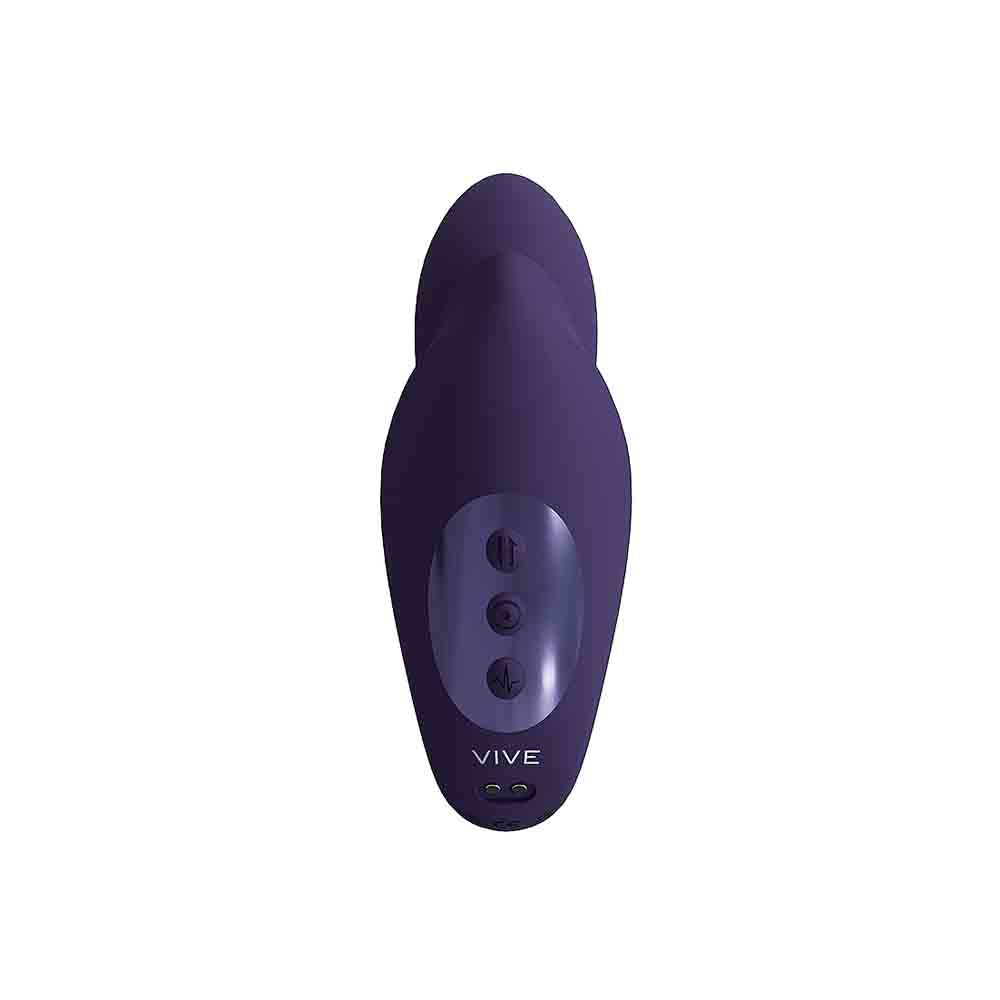 A purple dual G-spot vibrator with three control buttons and the Vive logo.