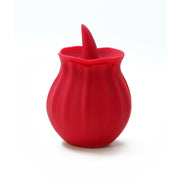 Red silicone tongue vibrator shaped like a rose bud.