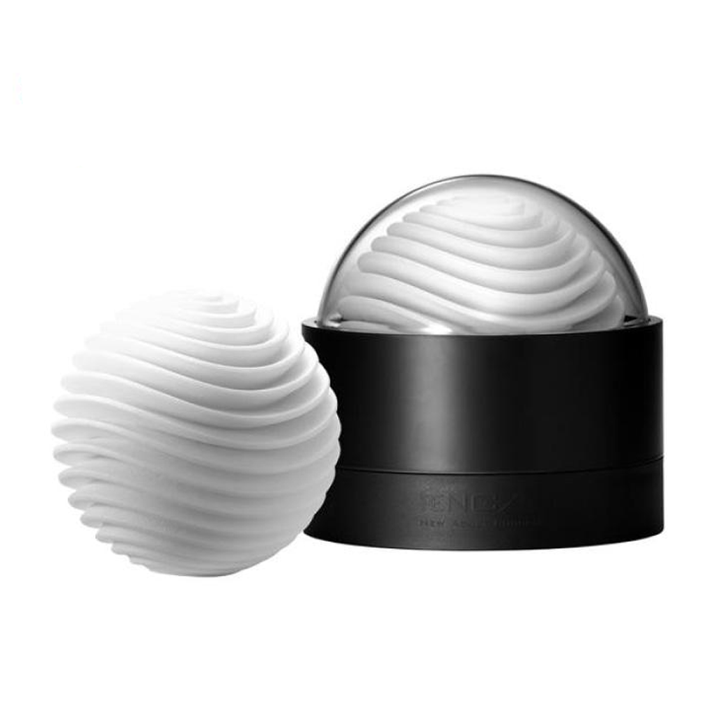 Tenga Geo Aqua reusable male masturbator sleeve with textured interior.