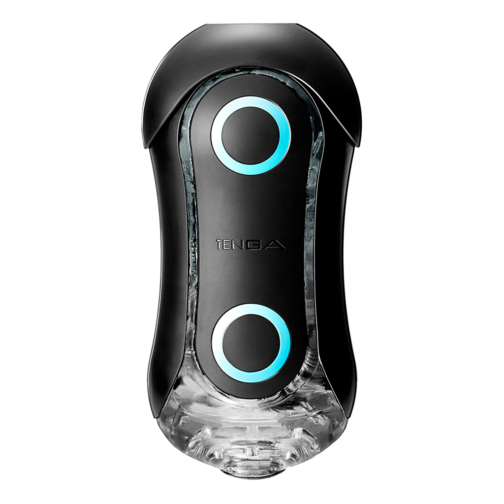 Tenga Flip Orb Strong Blue Rush waterproof reusable male stroker with blue lights.
