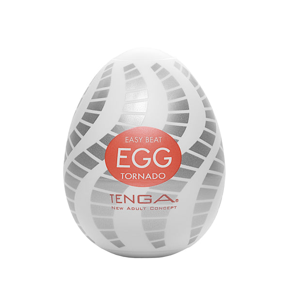 Egg Tornado Textured Male Masturbator Sleeve in white with grey pattern.