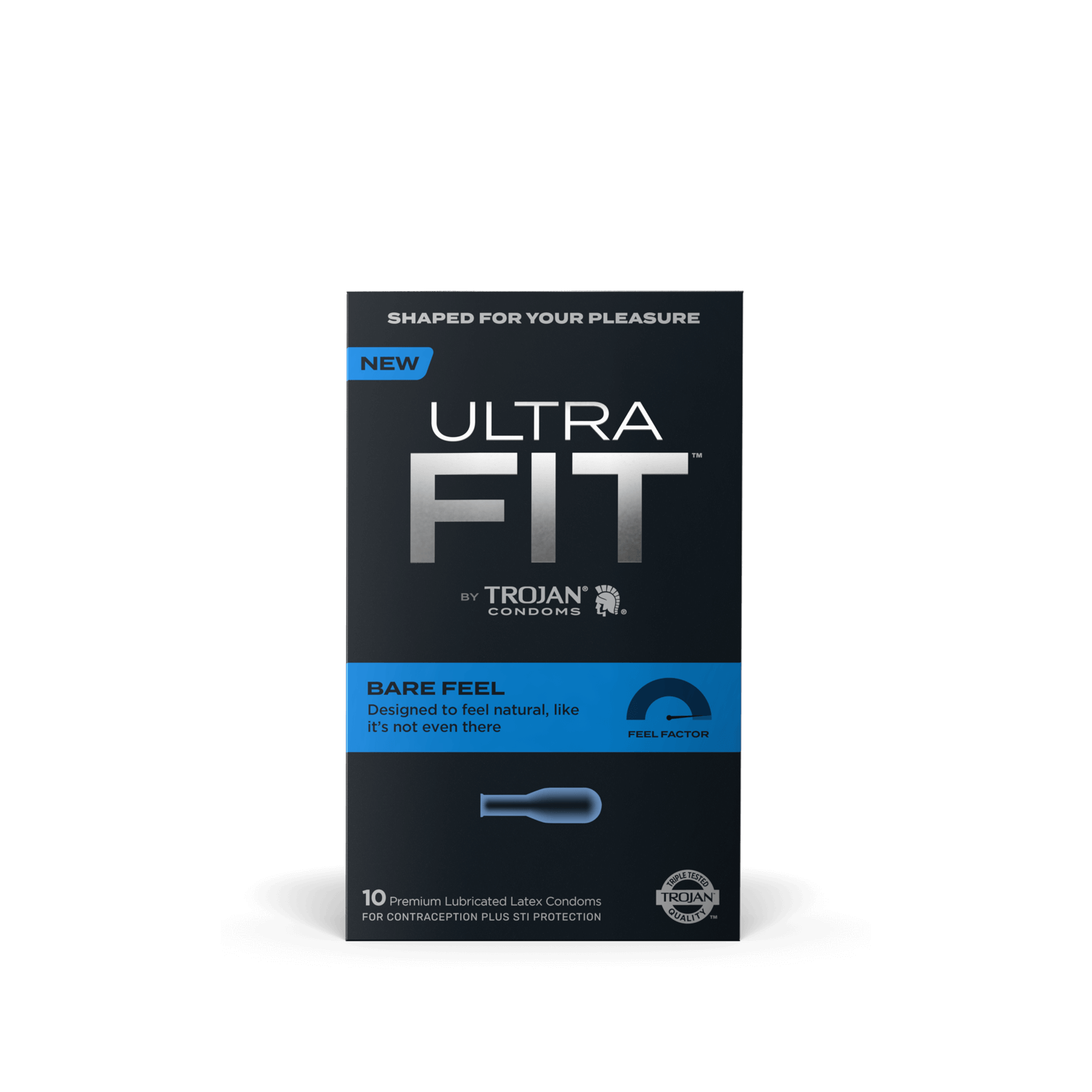 Trojan Ultra Fit Bare Feel condoms, 10 count box.