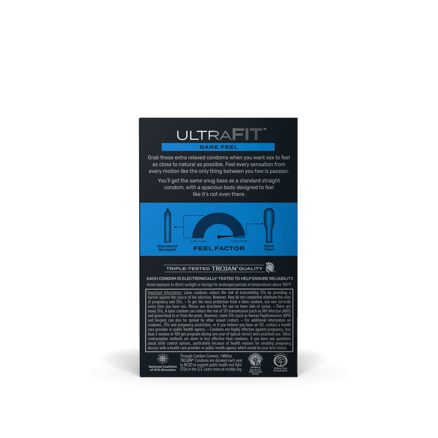 Trojan UltraFit Bare Feel lubricated latex condoms, 10 count.
