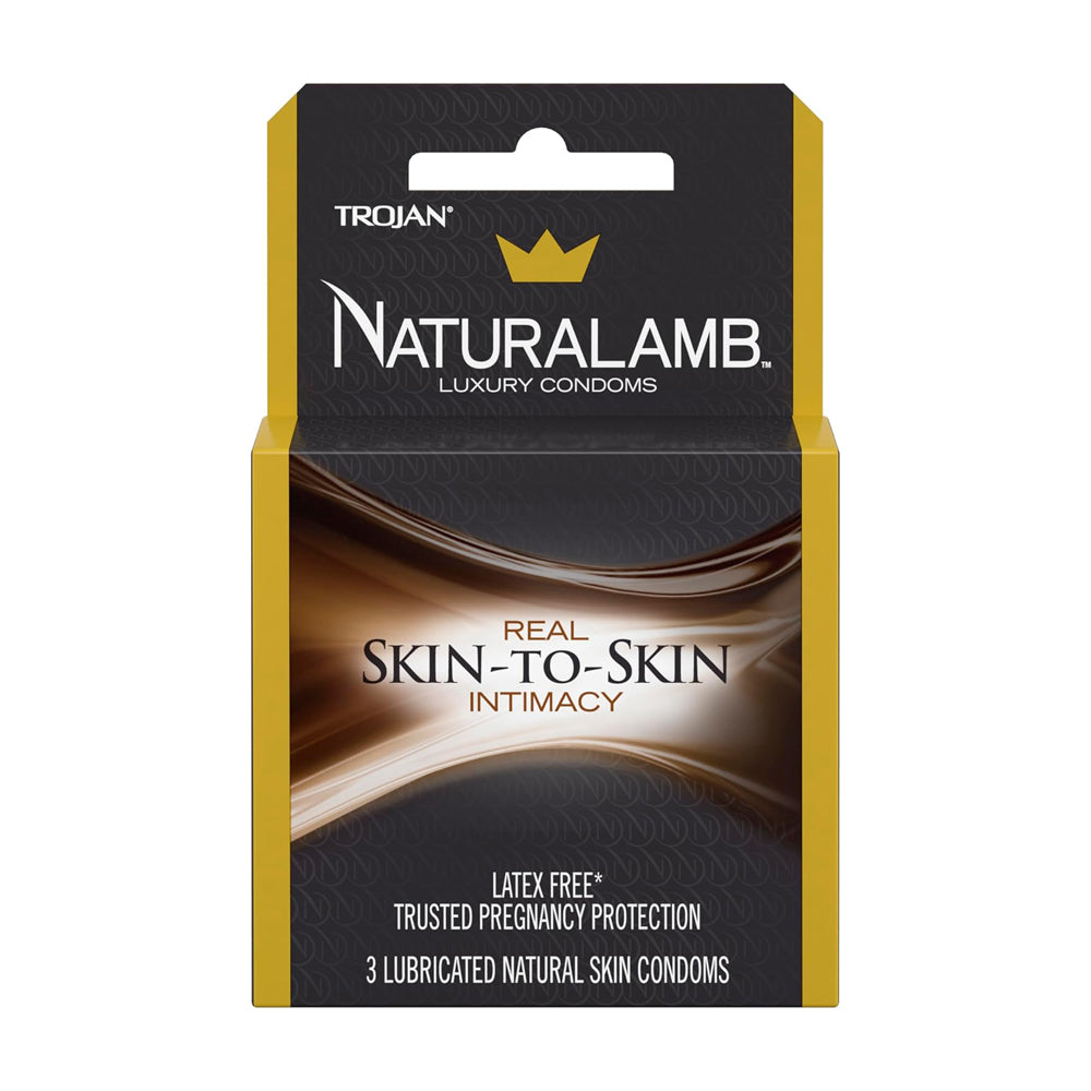 Trojan Naturalamb latex-free condoms for skin-to-skin intimacy.