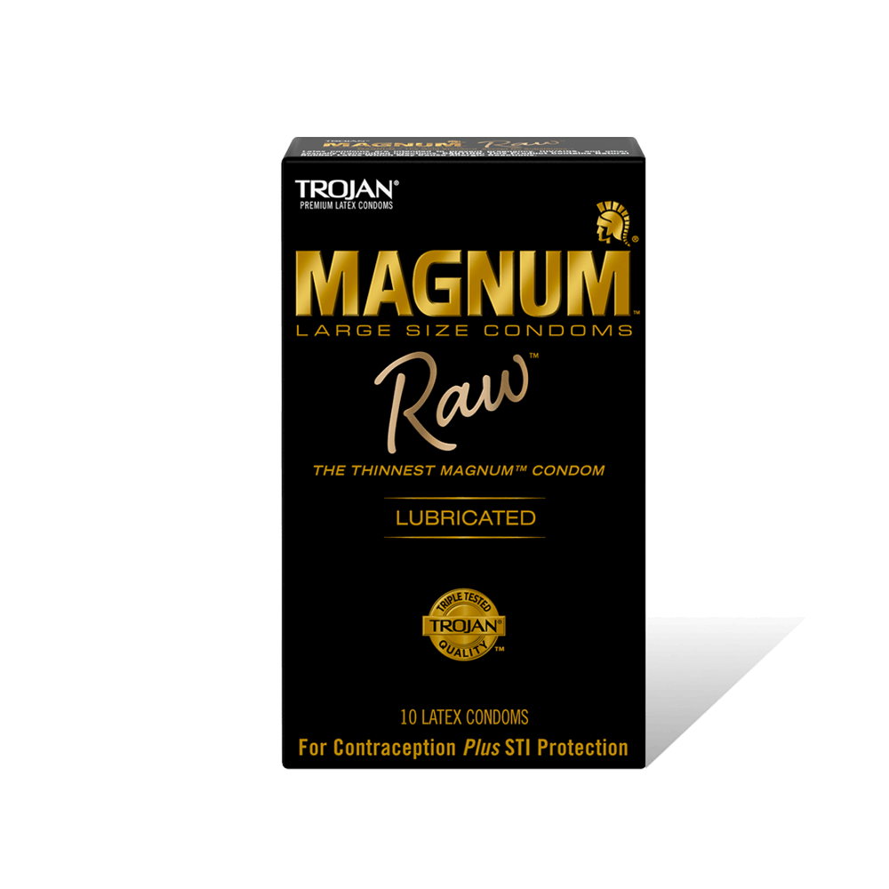 Trojan Magnum Raw large thin lubricated latex condoms, 10-pack.