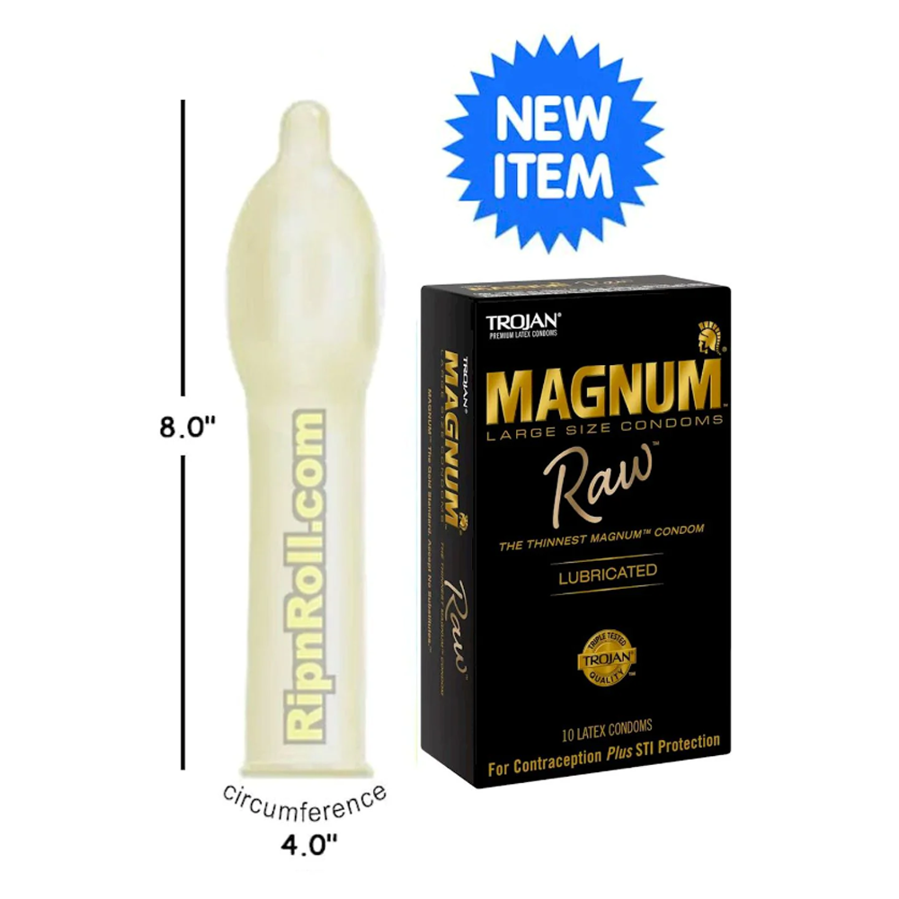 Trojan Magnum Raw large thin lubricated latex condoms, 10-pack.