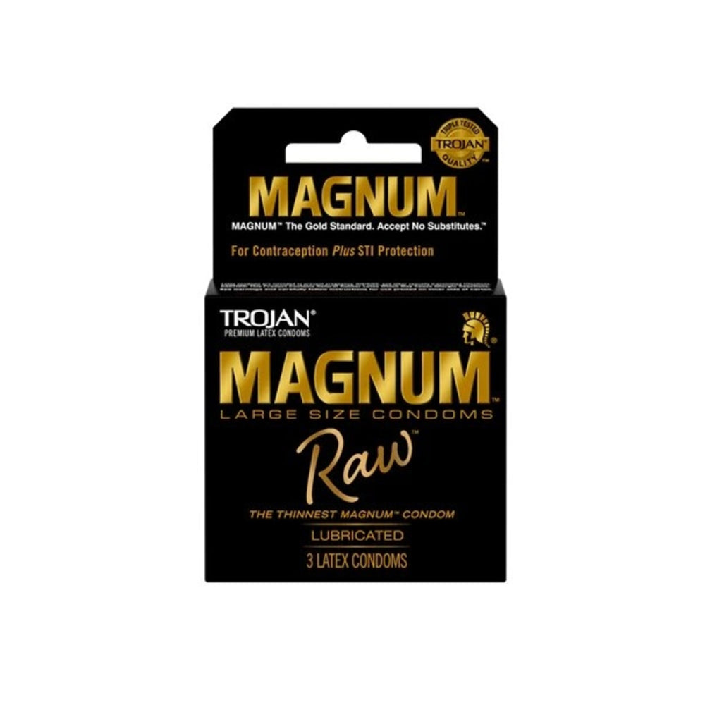 Trojan Magnum Raw large thin lubricated latex condoms, 3-pack.