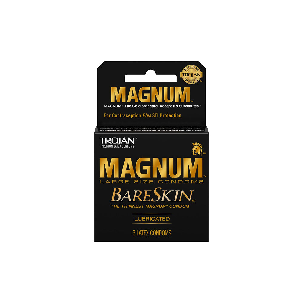 Trojan Magnum Bareskin large size lubricated latex condoms, 3 count.
