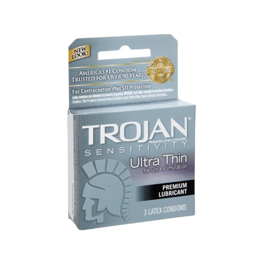 Trojan Sensitivity Ultra Thin Lubricated Latex Condoms, 3 count.