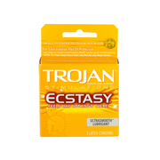 Trojan Ecstasy condoms with UltraSmooth lubricant, 3 pack.