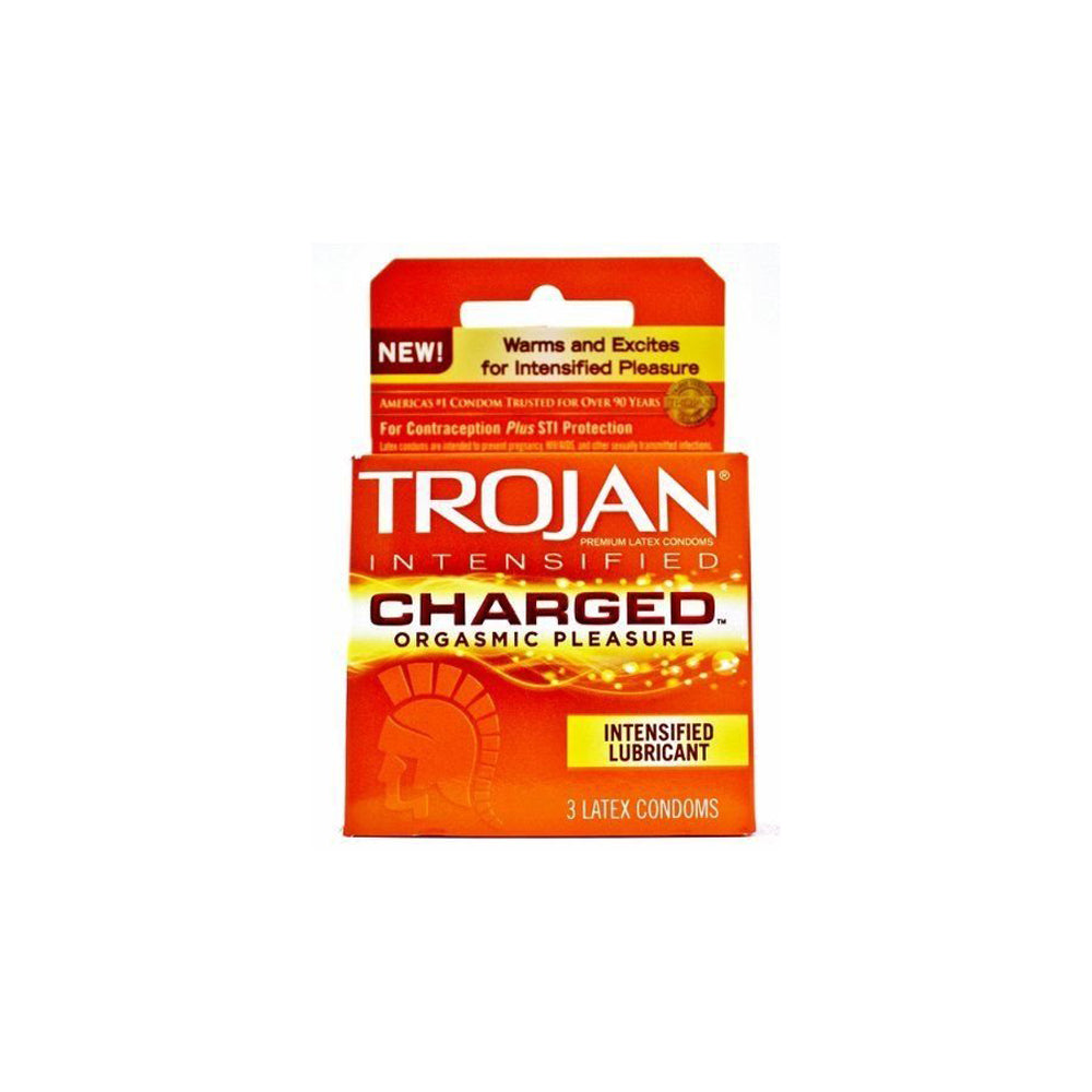Trojan Charged Warming Lubricated Condoms, 3 pack.