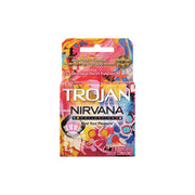 Trojan Nirvana Variety Pack of 3 lubricated latex condoms.