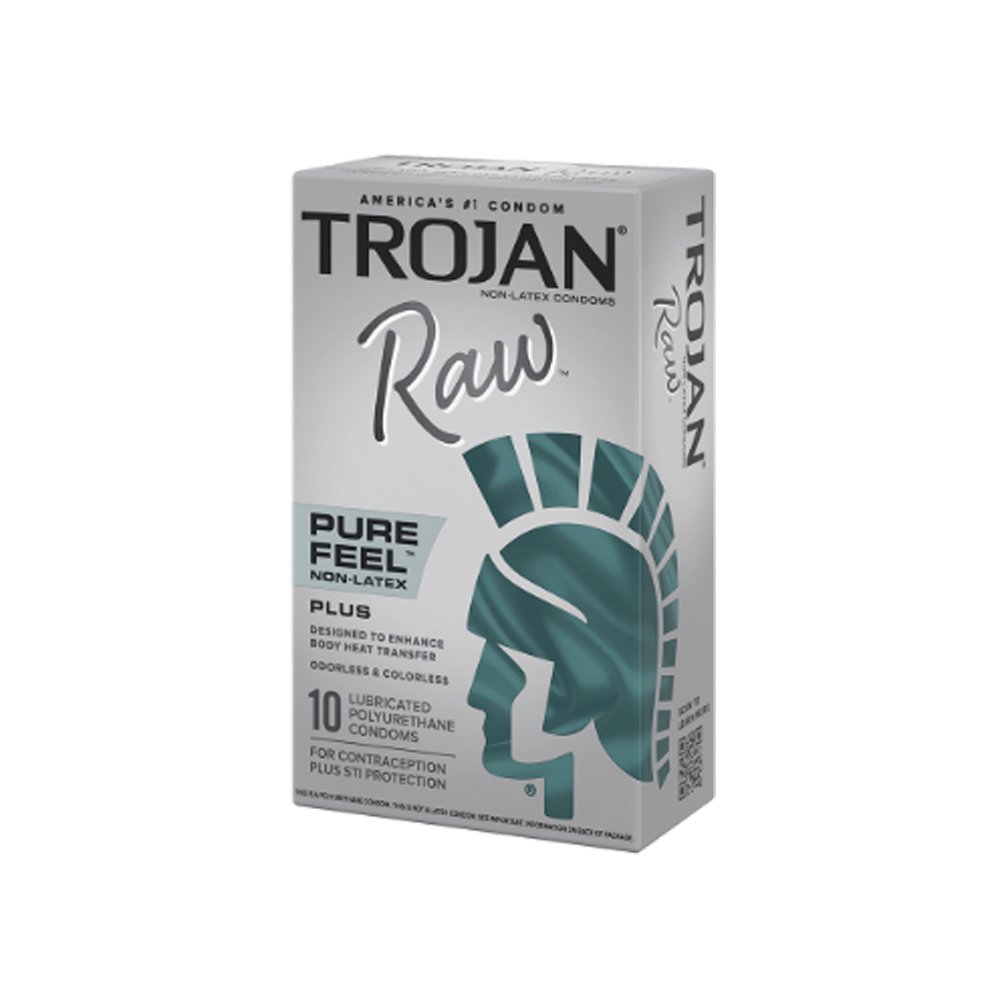 Trojan Raw Pure Feel non-latex condoms, 10-pack.