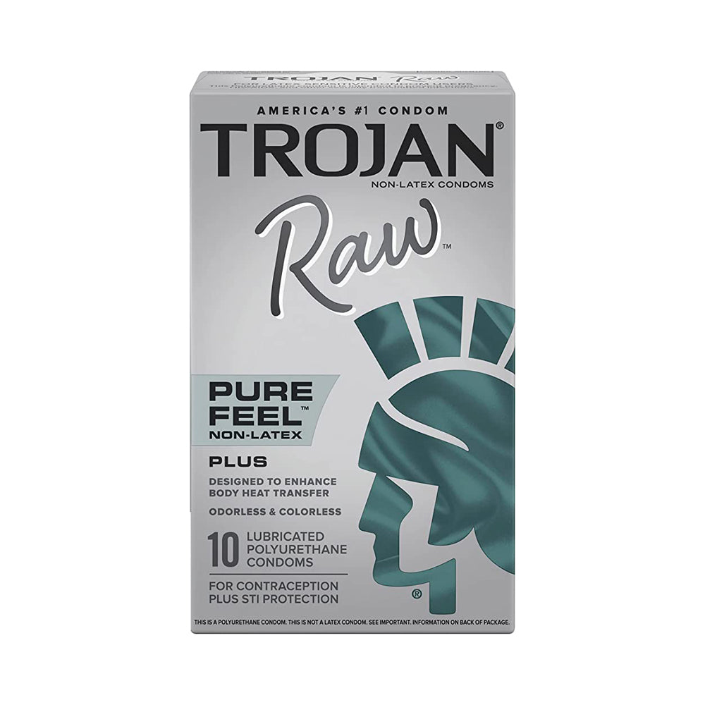 Trojan Raw Pure Feel non-latex condoms, 10-pack.