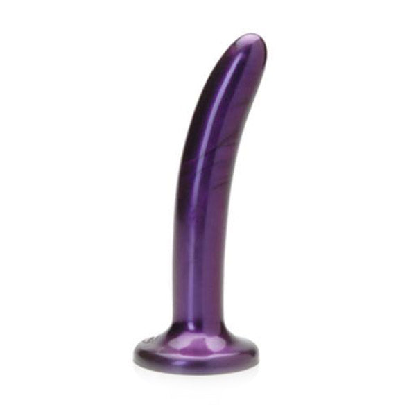 Curved purple silicone toy with a flared base.