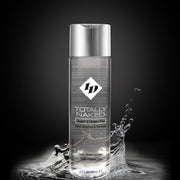ID Lubricants Totally Naked water based lube bottle with water splashes.