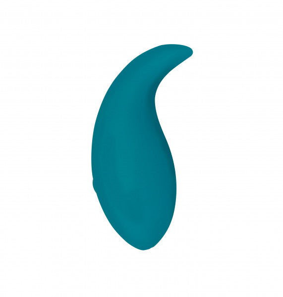 Teal teardrop-shaped waterproof silicone vibrator.
