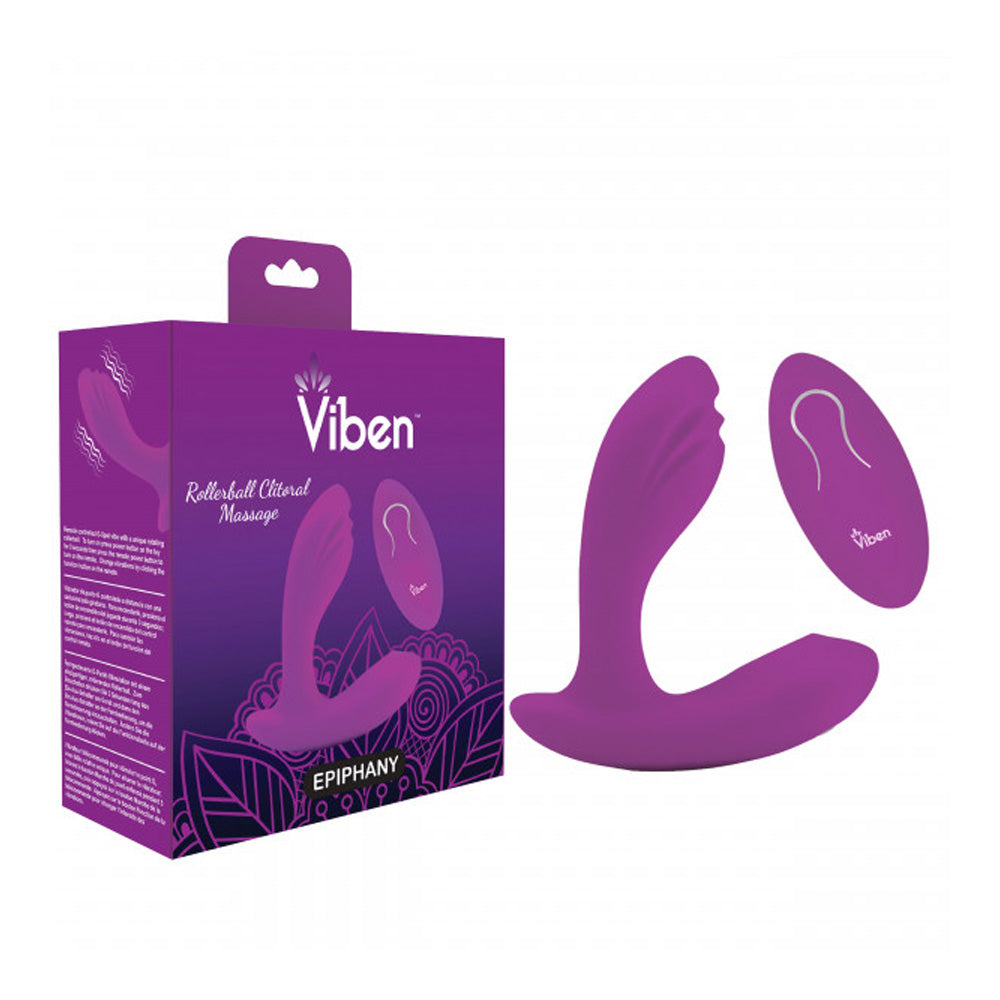 Purple Viben Epiphany rollerball clitoral massager and remote.