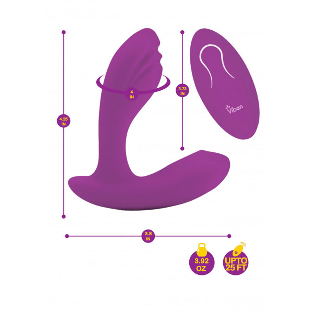 Purple G-spot vibe with rollerball massager and remote control.