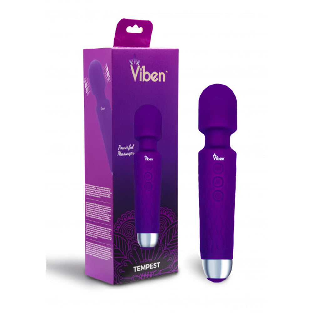 Purple Viben Tempest wand massager with silver base.