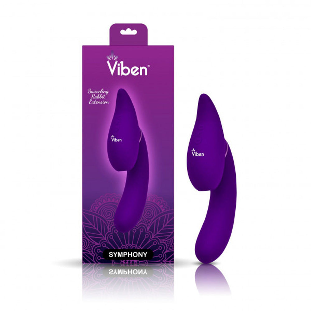 Purple triple motor rabbit vibrator with clitoral suction on packaging.