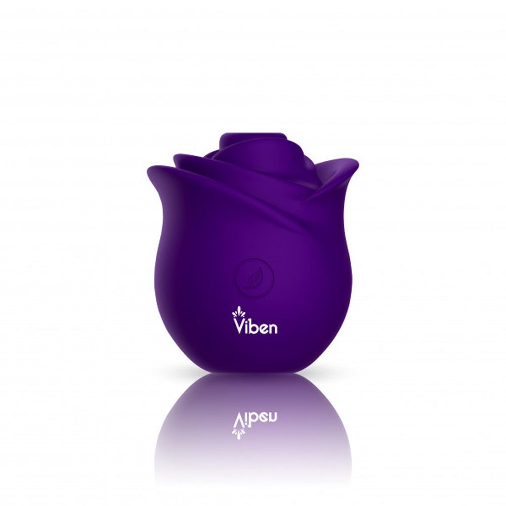 A purple rose-shaped vibrator with the Viben logo.