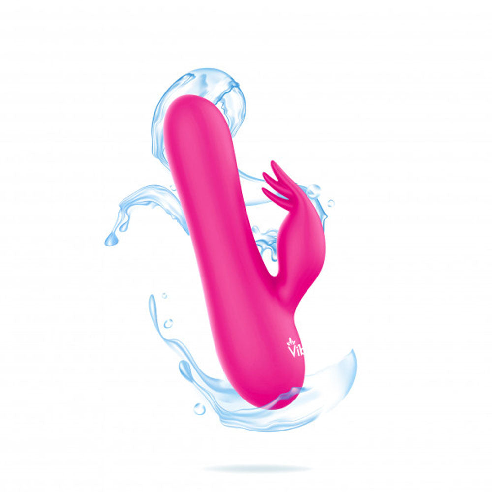 Pink rabbit vibrator with water splashes.