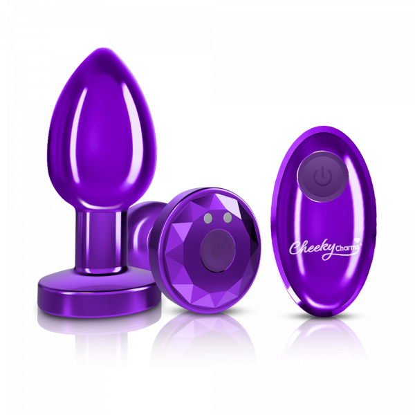Purple metal vibrating anal plug with remote control.