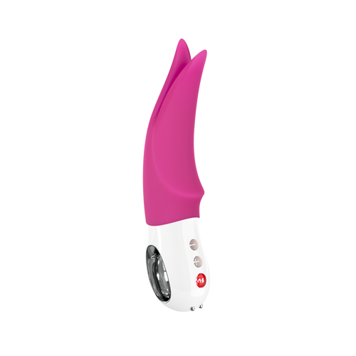 Pink and white clitoral vibrator with tapping tips.