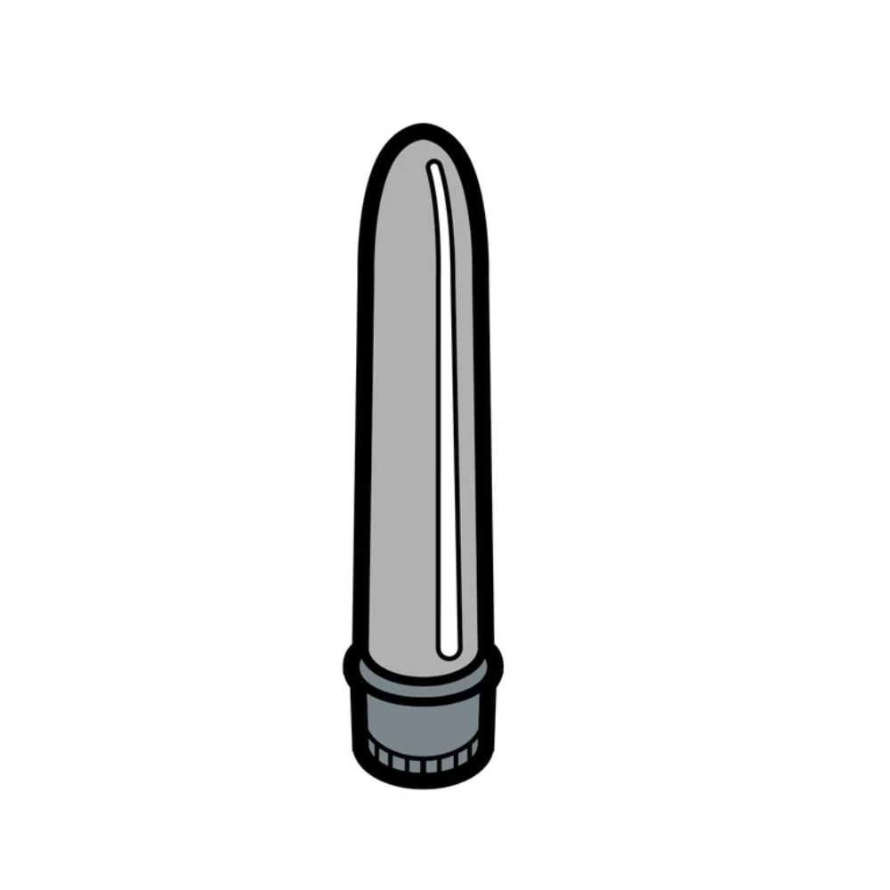 Grey vibrator soft enamel lapel pin accessory.