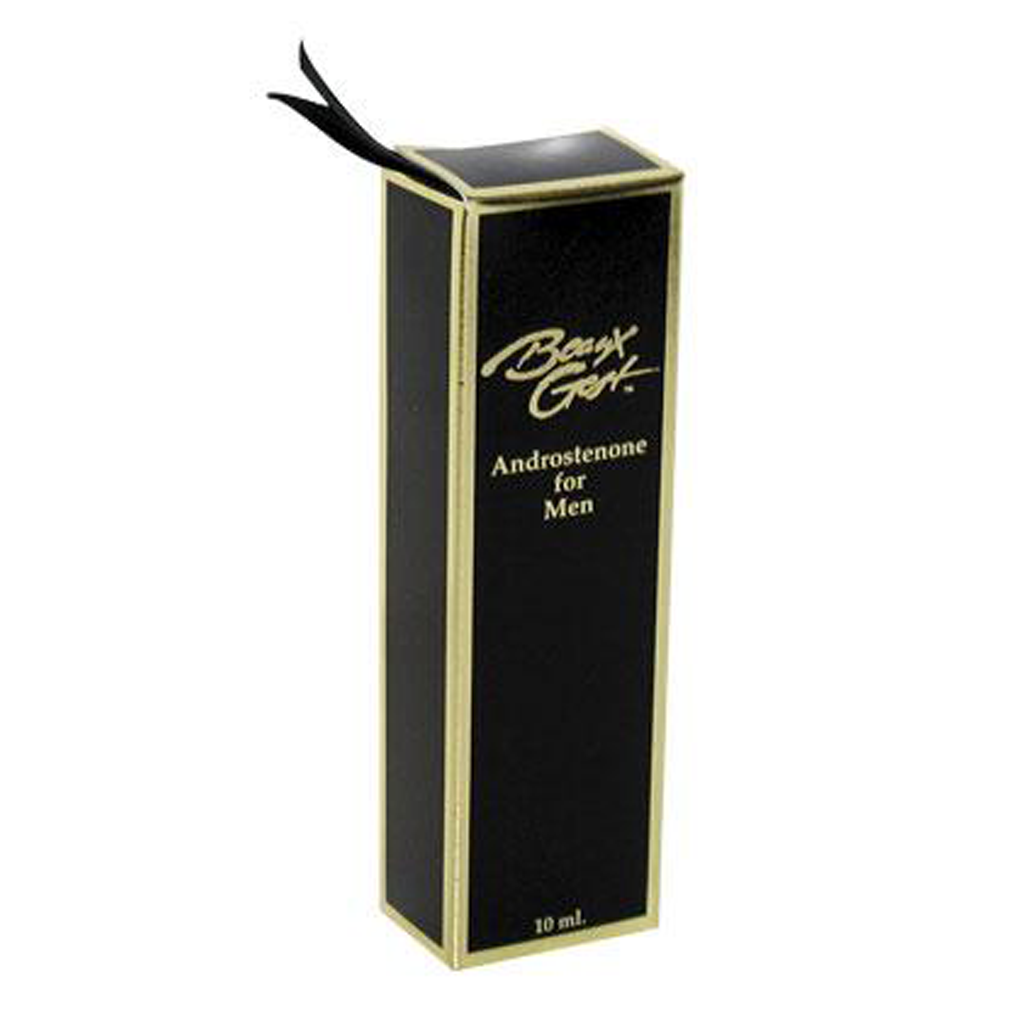 Black and gold box of Beaux Gest Androstenone for Men cologne.
