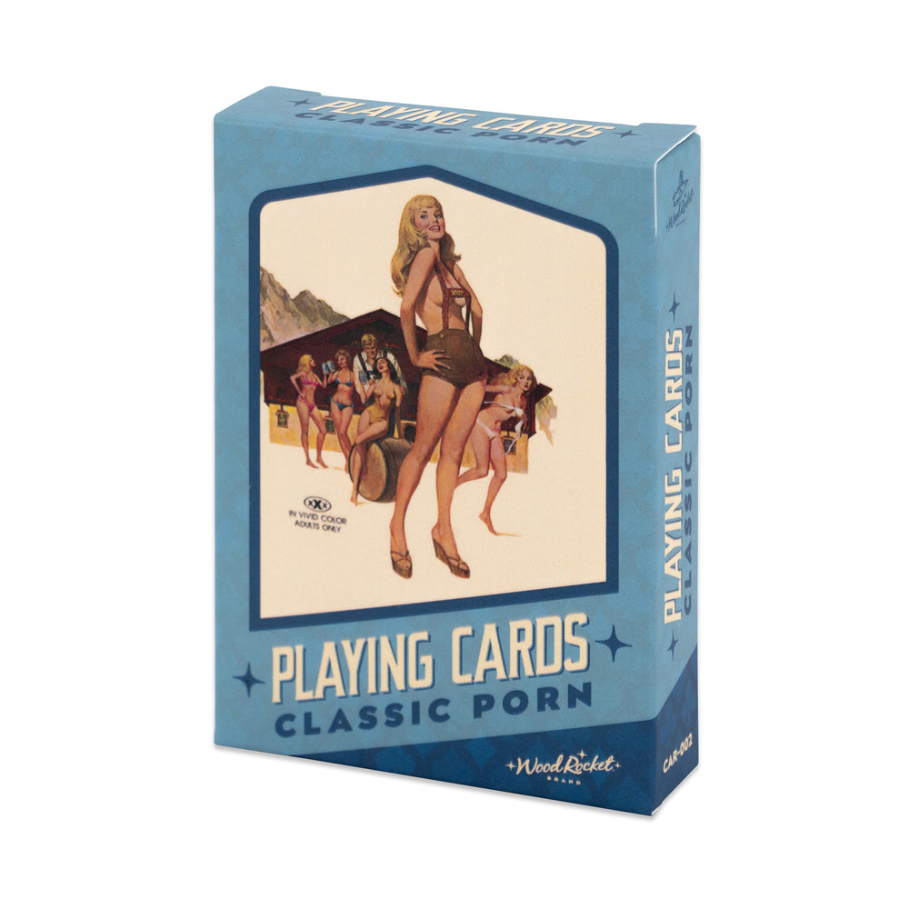 A deck of "Classic Porn" playing cards with a vintage illustration.