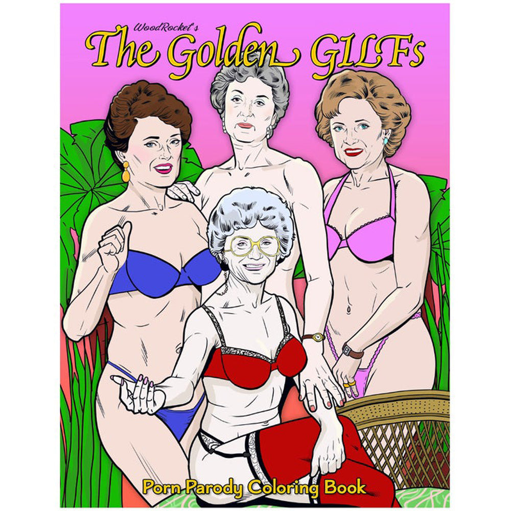 The Golden GILFs Adult Coloring Book features four women in bikinis.