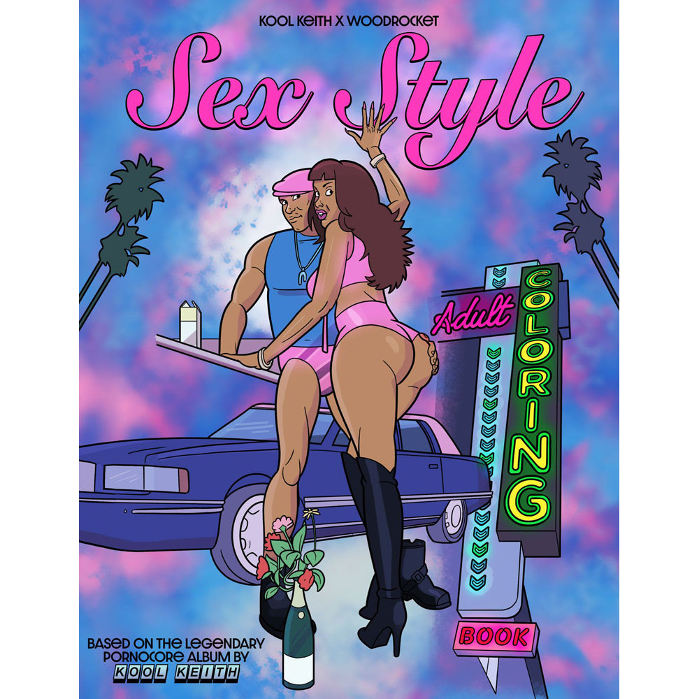 Kool Keith Sex Style Adult Coloring Book featuring cartoon characters and a car.