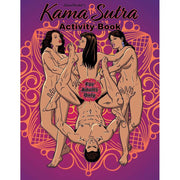 Cover of Kama Sutra Activity Book with nude figures in intimate poses and orange mandala design.