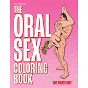 Adult coloring book titled "The Oral Sex Coloring Book" with illustrations of a couple.