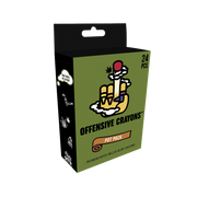 A box of Offensive Crayons Pot Pack blunt crayons with a middle finger graphic.