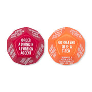 Two 12-sided dice with dares for a girls' night out.