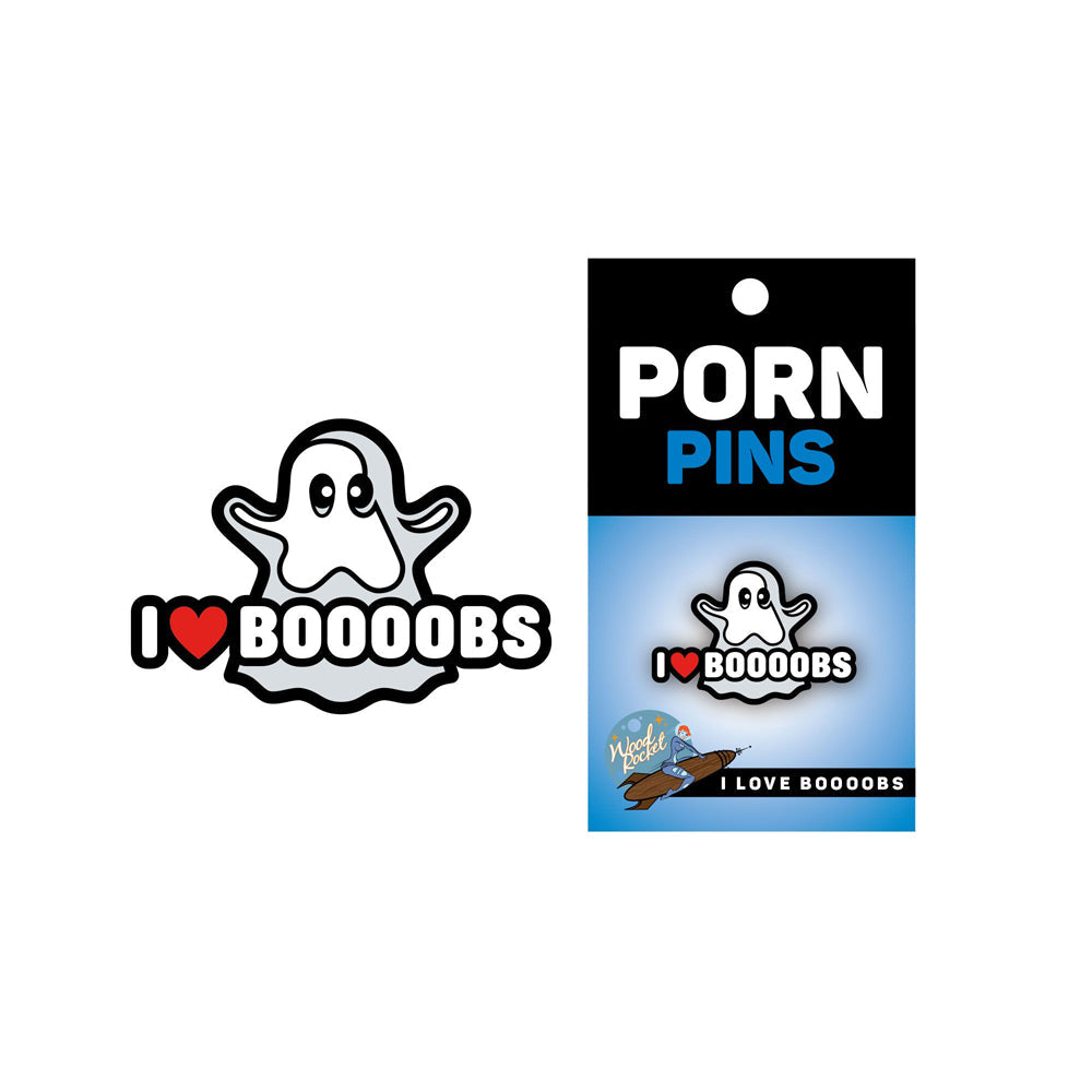 Ghost I Love Boobs soft enamel lapel pin.