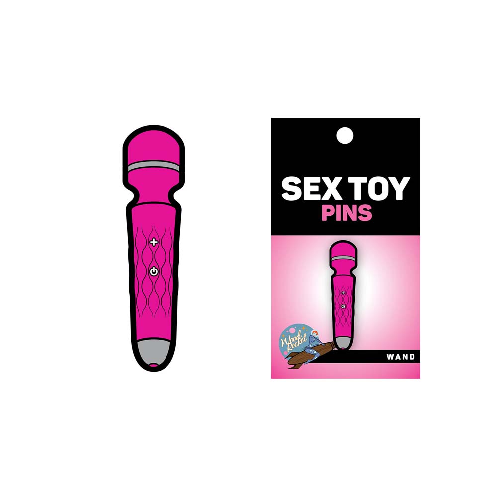 Pink mini wand massager enamel lapel pin.