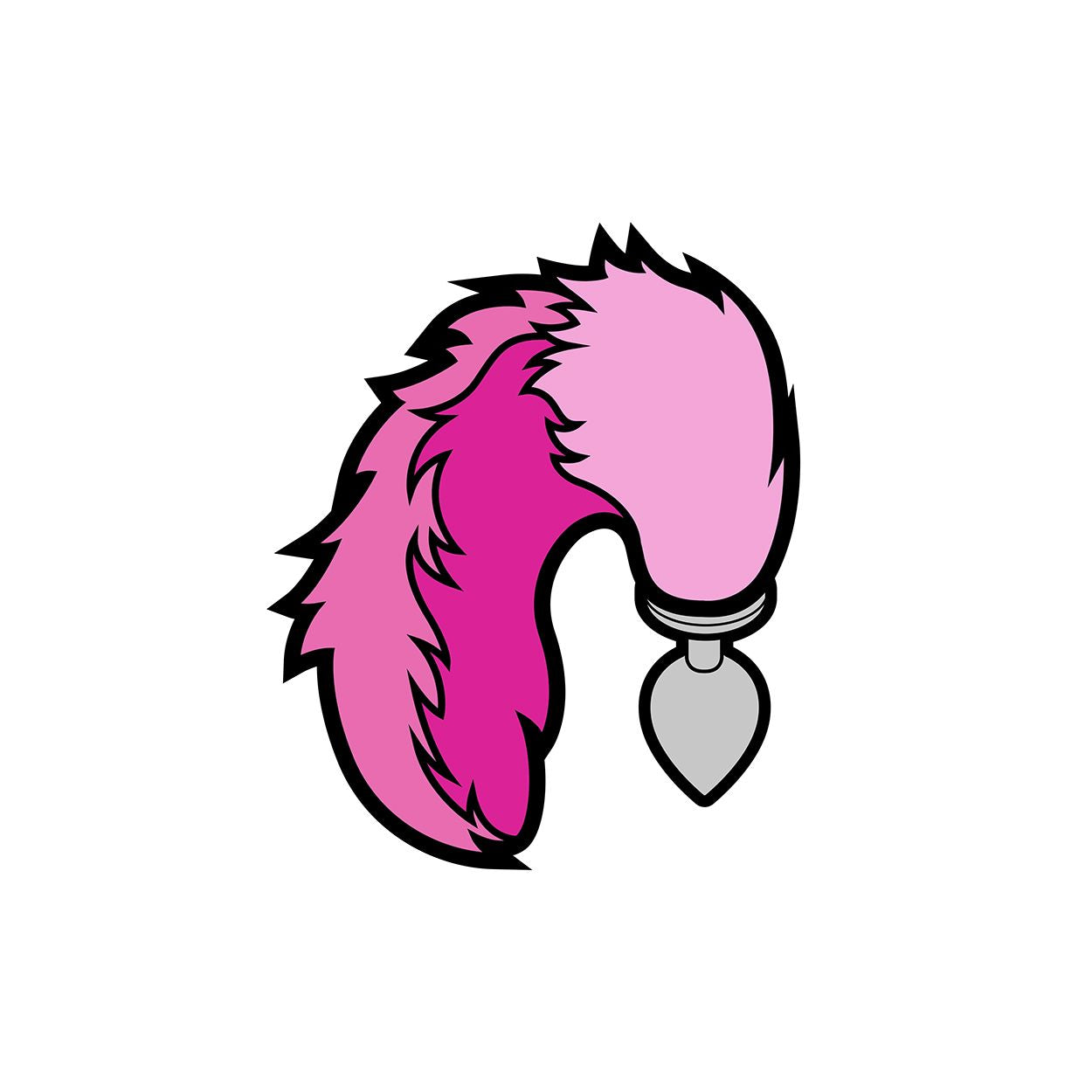 Pink furry tail butt plug enamel lapel pin.
