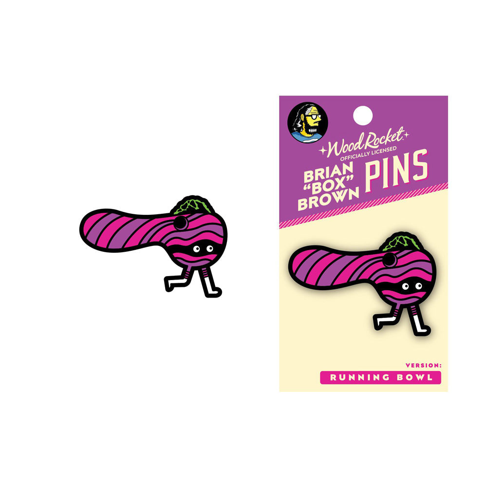 Running Bowl enamel lapel pin by Brian Box Brown.