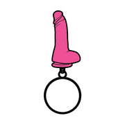 Pink dildo novelty enamel keychain accessory.